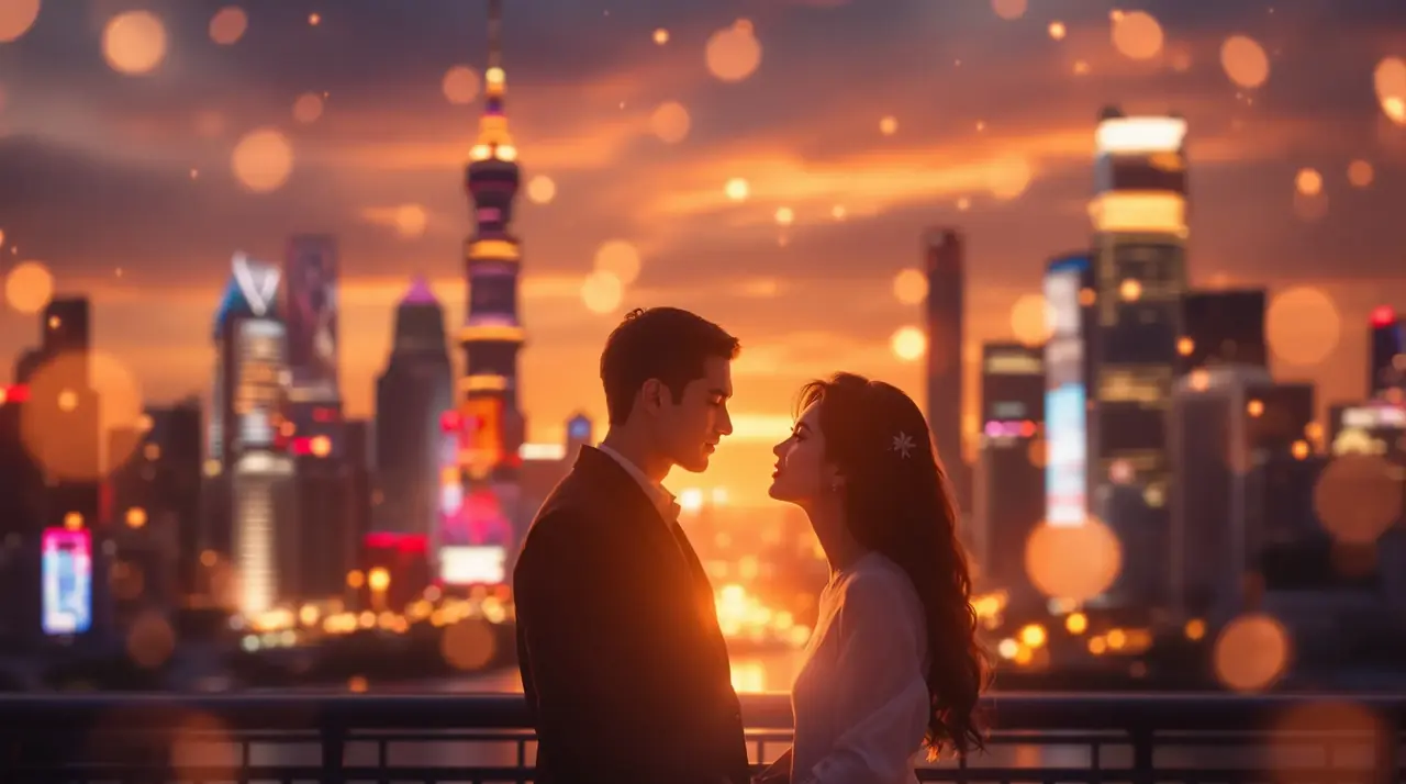 《闪婚厚爱》短剧剧照，复古胶片质感，黄果短剧首屏推荐